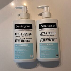 NEW lot of 2 Neutrogena Ultra Gentle Cream-To-Foam Cleanser 354ml skincare